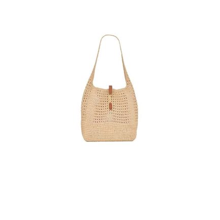 YSL le 5 à 7 supple in raffia crochet and smooth leather