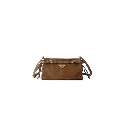 Prada Small Prada Bonnie suede shoulder bag(HIGH-END GRADE)