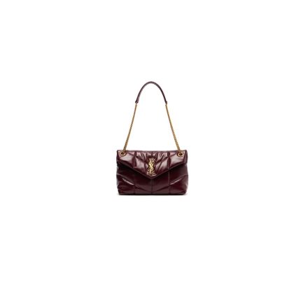 YSL PUFFER small in shinny leather bag(HIGH-END GRADE)